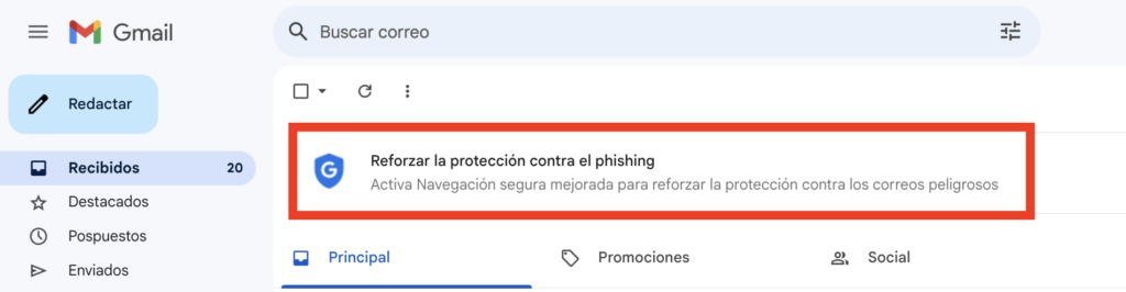 pestaña promociones gmail phishing